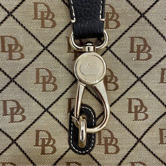 Vintage Dooney & Bourke Brown and Tan Tulip Satchel Logo Purse/Bag w/Lock Strap - Picture 6 of 13